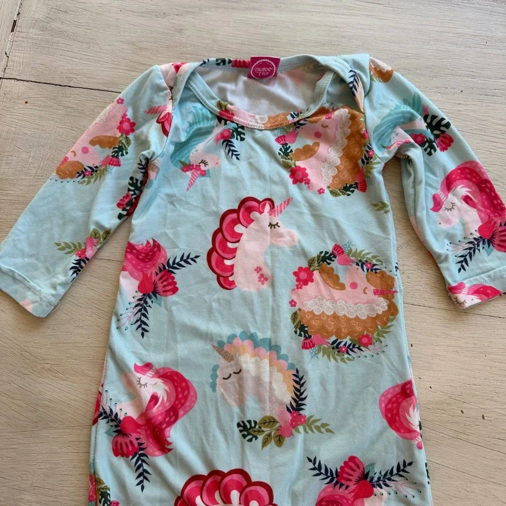 Isla Grace Baby Girls Unicorn Ruffle Bell Bottom Romper‎ Jumpsuit 6 9 Months